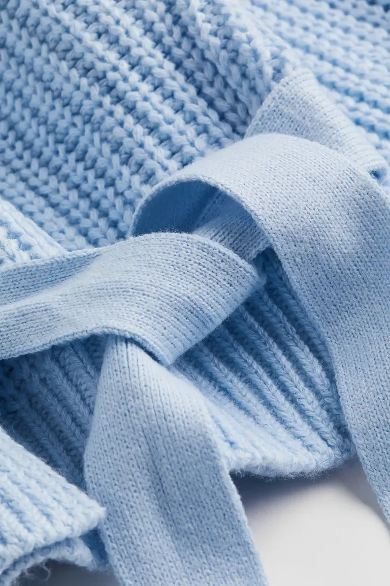 VSCOO Top High Quality Custom Deep Large v Neck Solid Color Long Sleeve Two Belts Bow Knot Knitting Women Sweater
