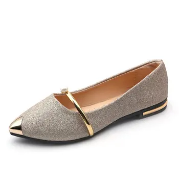 2024 spring new women's shoes pointed flat cool shoes metal toe fashion versatile shoes