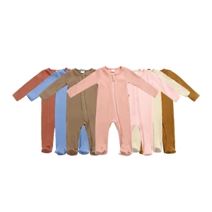 Custom Wholesale Long Sleeve Newborn Kids Jumpsuit Cotton Zipper Onesie Baby Romper Toddler Cloths