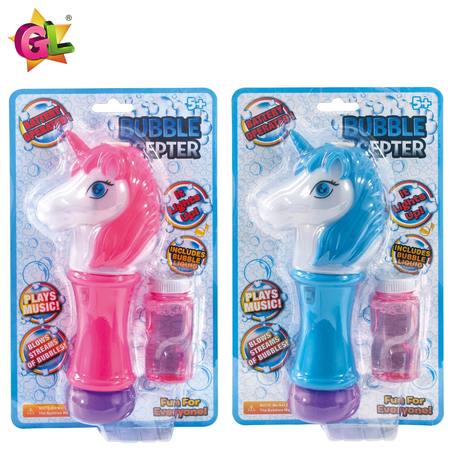 Light Up Bubble Toys Led Mini Cartoon Unicorn Bubble Wands With Sound