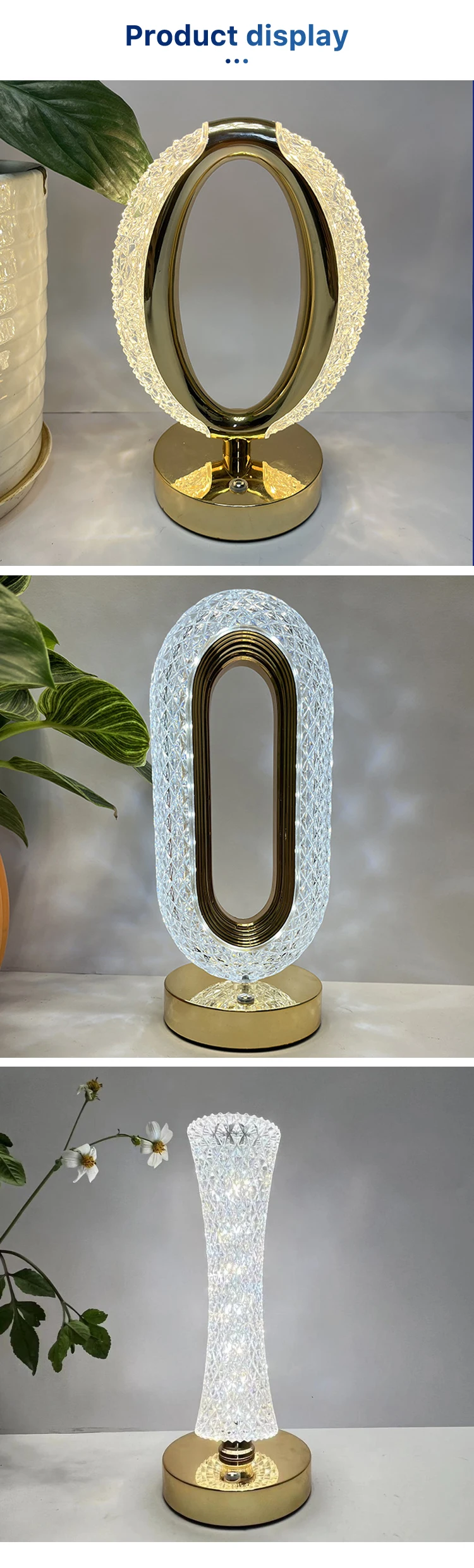 Spot Supply Luxurious Gold Wrought Iron USB Charging Track Shaped Table Lamp LED Transparent Small Desk Lamp