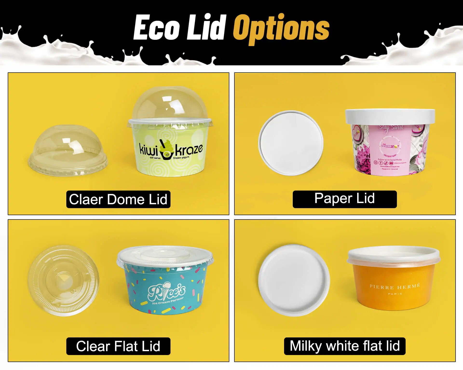 Takeaway 3oz Icecreamcups 120 Cc 32 Oz Pink Black Paper Carton Ice