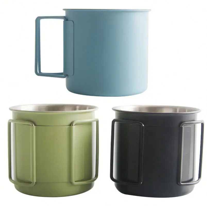Customized Stainless Steel Camping Cups OEM ODM Folding Coffee Cups Beer Mugs BBQ Cold Drink Mugs Portable Outdoor