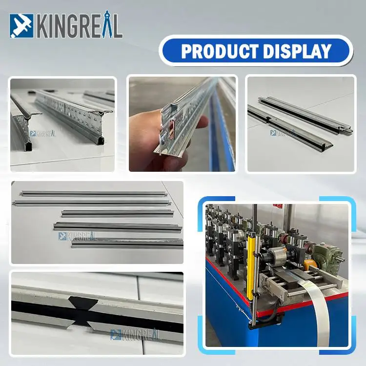 KINGREAL Factory Drop Ceiling Main Tee Cross T Grid Roll Forming Machine for Sale Suspended Ceiling T Bar Making Machine