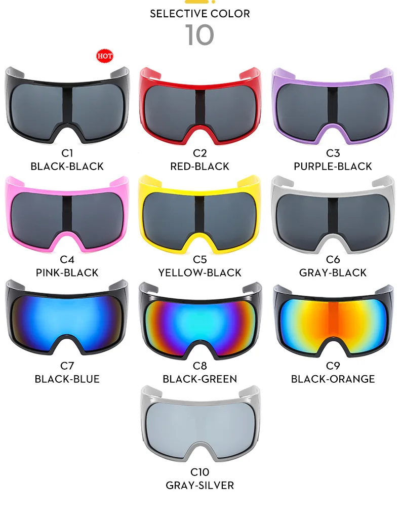 UNOC Sports Sunglasses for Bike Riding Windproof Big Frame Shield Visor Oversized One Piece Red Gray Lens Purple Pink Frame PC