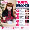 Red Green Plaid Dress Black Jacket Girl