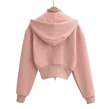Custom Women's Hoodies & Sweatshirts Cropped hoodies Wholesale Cotton Fleece Zipper Fashion Streetwear