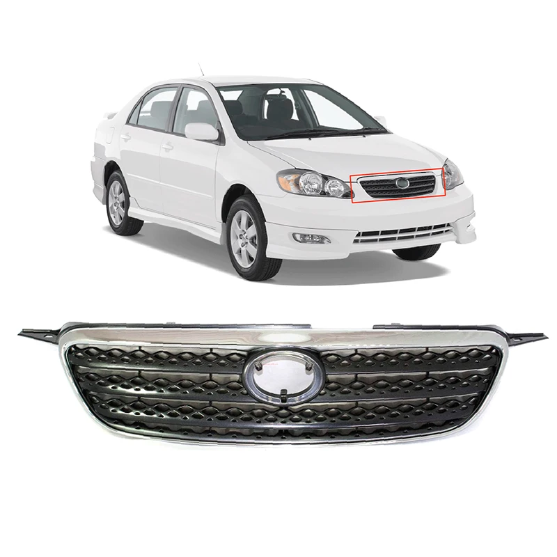 5310002090 53100-02100 chrome front bumper upper grille for TOYOTA corolla 2003-2008