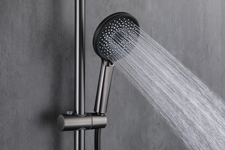 Juego de mezclador de sistema de ducha tipo lluvia para baño expuesto montado en la pared con función de 4 vías