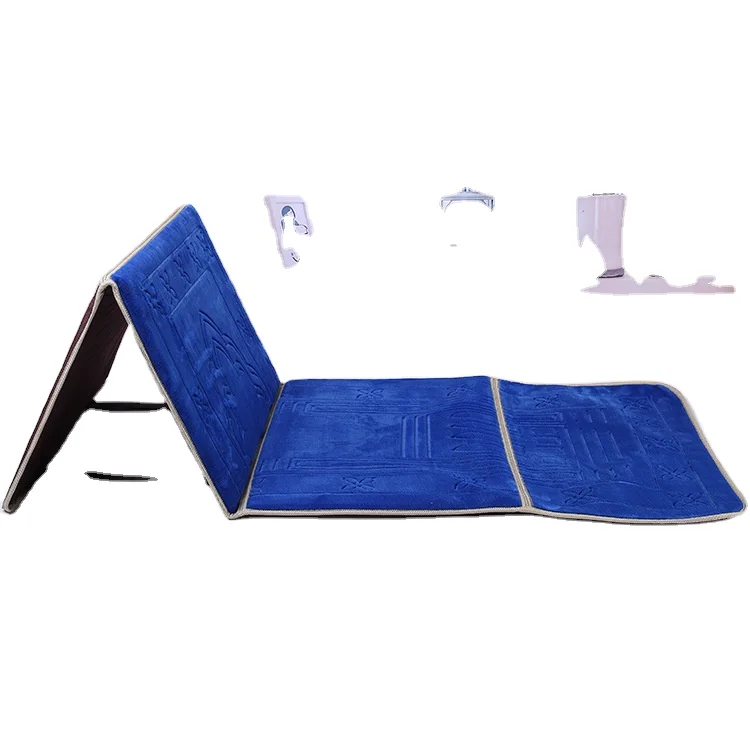 New Design Islamic Striped Pattern Raschel Blanket Foldable Backrest Mosque Prayer Rug for Ramadan for Pakistani Muslims