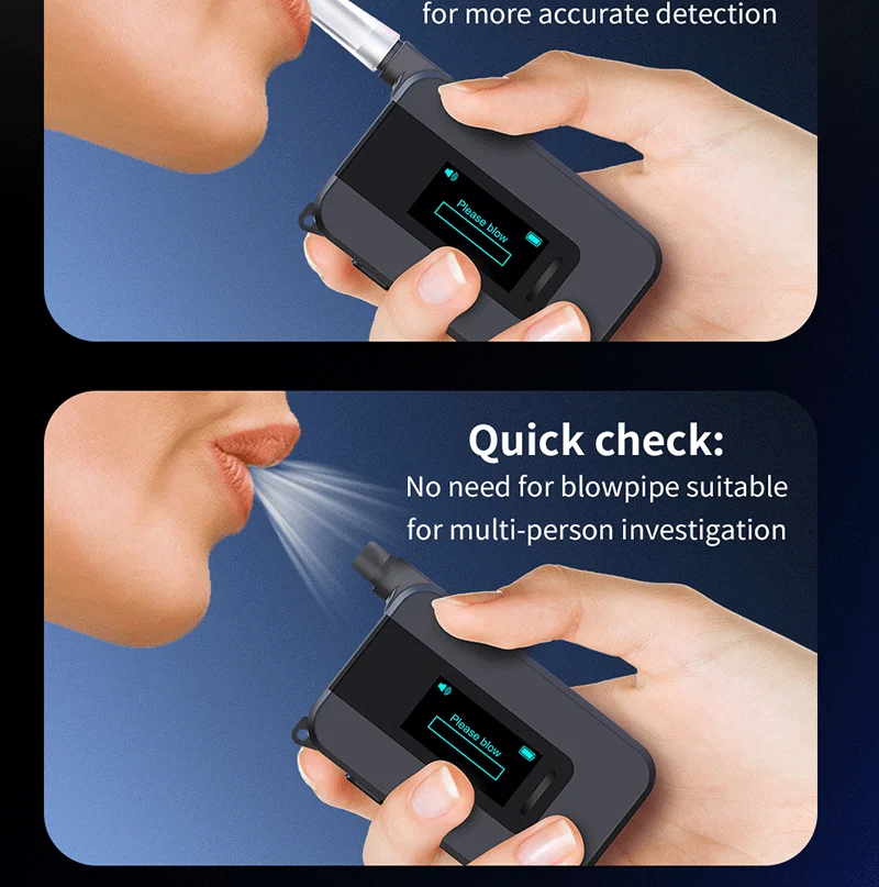 D1000 Professional Digital Breath Alcohol Tester with Electrochemical Sensor OLED Display High Accuracy