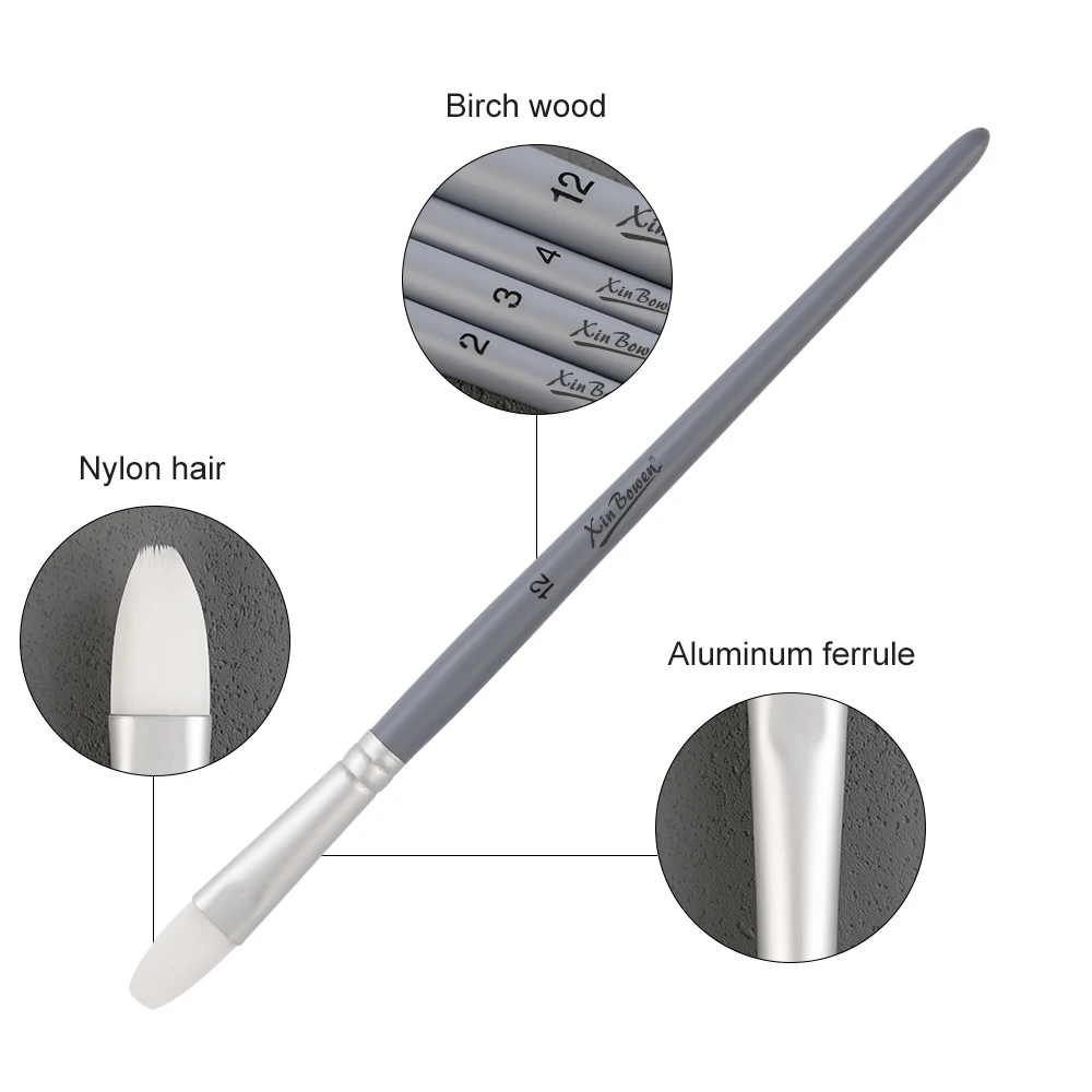 Набор профессиональных кистей для рисования Xin Bowen Master 4 шт. матовые серые нейлоновые волосы акварельной масляной акриловой живописи