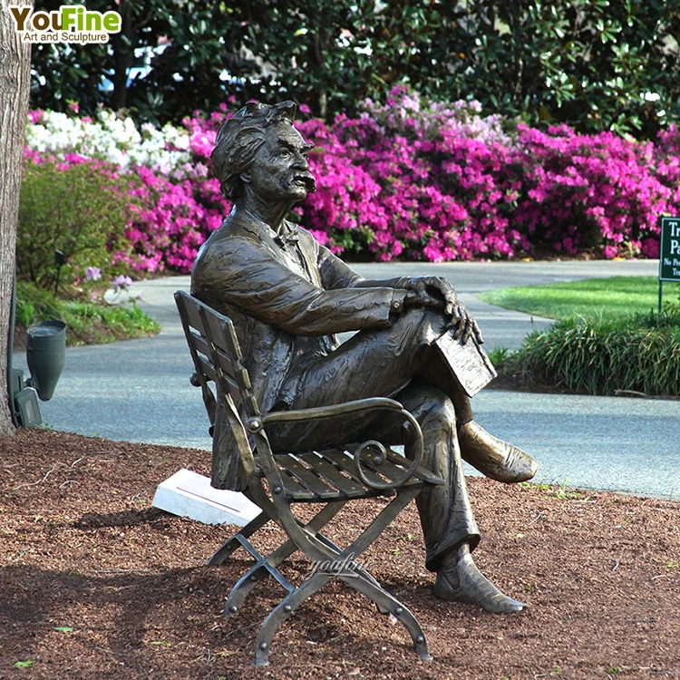 YOUFINE High Quality Famous Figure Customized Life Size Bronze Albert Einstein Sculpture Man on Bench