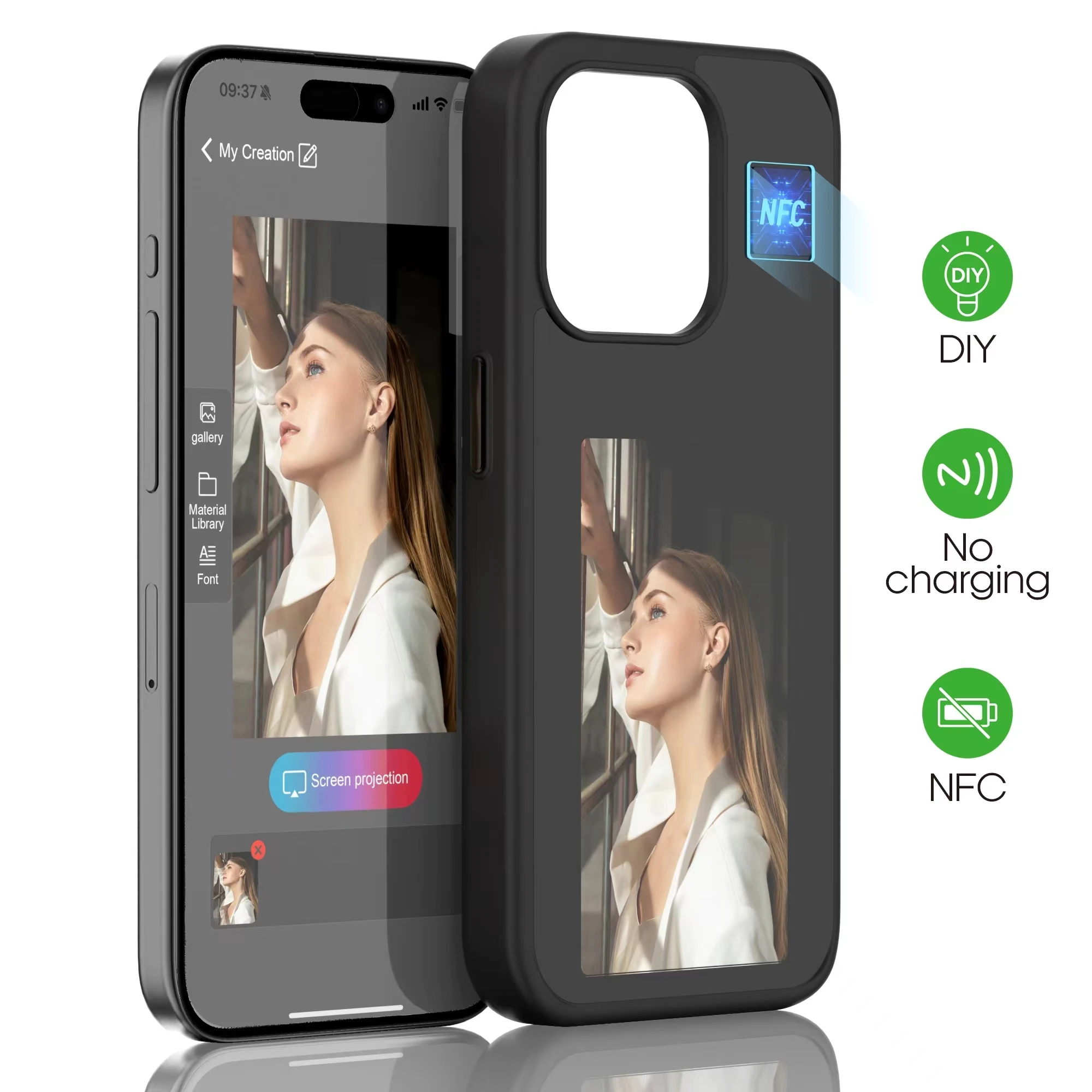 High Quality New Designer NFC Smart E Ink Screen Display Mobile Phone Accessories