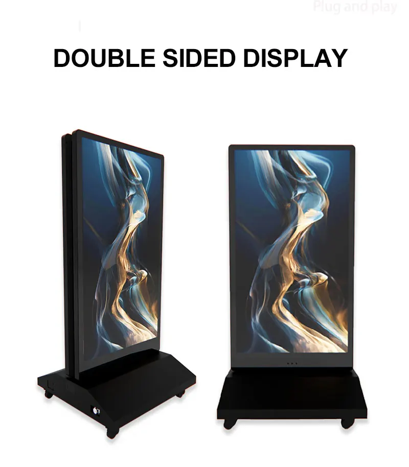 Outdoor Portable Screen 43 Inch Double-sided Portable Battery Powered Display Digital Signage Panel LCD Advertising Machine factory