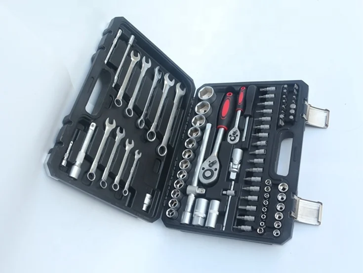 Tool Sets Professional Mechanic Chrome Vanadium Spanner 82pcs Socket Wrench Tool Kit