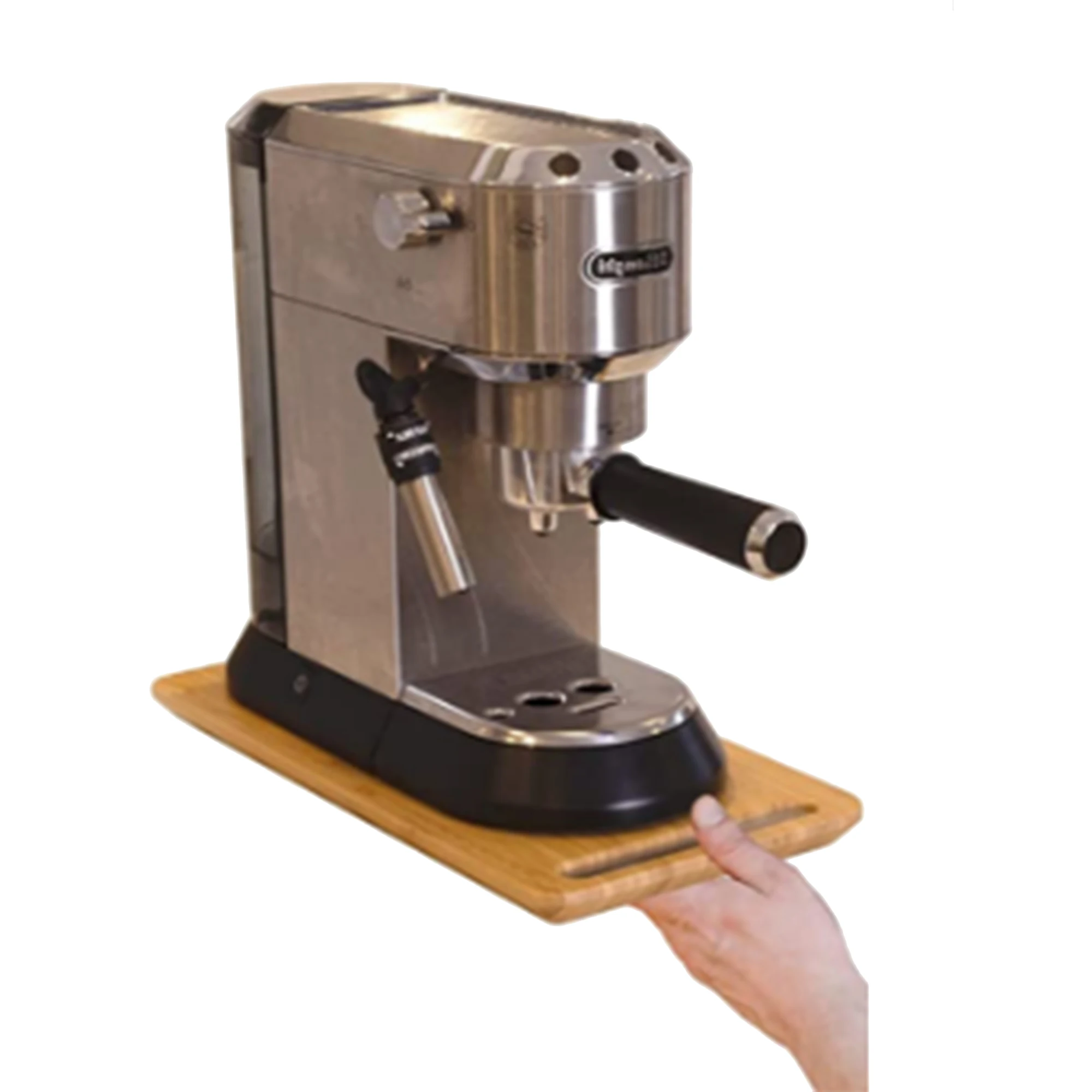 Bamboo Under Cabinet Sliding Tray with Smooth Rolling Wheels Countertop Kitchen Appliances Storage Holder for Coffee Maker