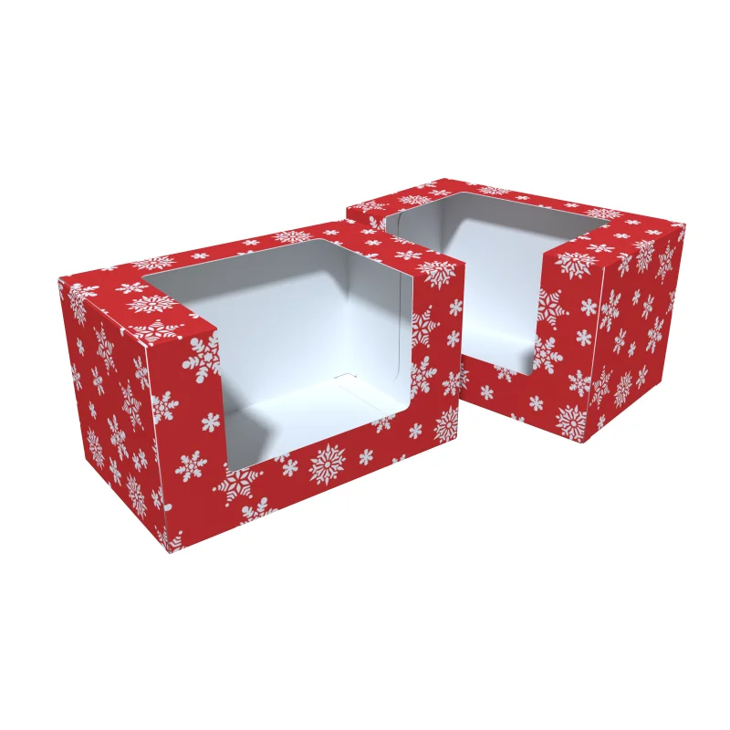 Customized Christmas Cake Boxes Festive Square With Clear Window Choose Size & Quantity