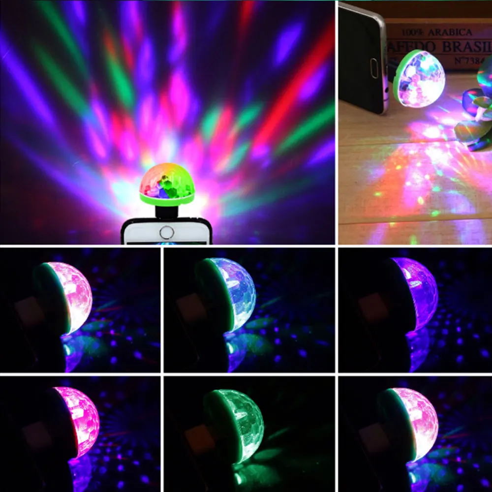 LED Small Magic Ball Party Lights Multi Colors Stage Light USB Mini Disco Light 