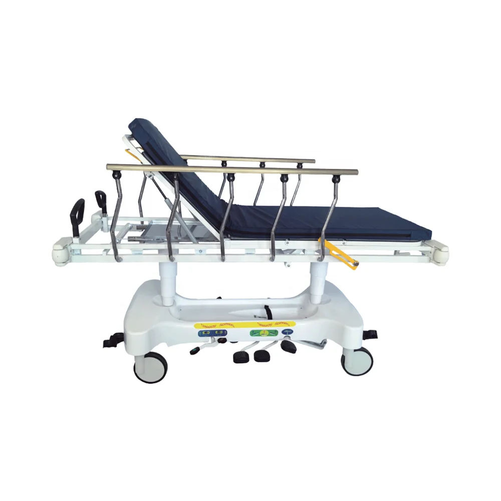 Hospital Medical Trolley with Gas-Assist Backrest Multi-Level Positioning for Patient Transfers 6