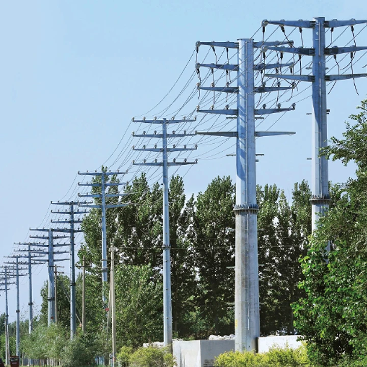 product q355b galvanized steel pole 10kv 11kv 33kv 11m 12m tapered octagonal electrical power distribution pole-0