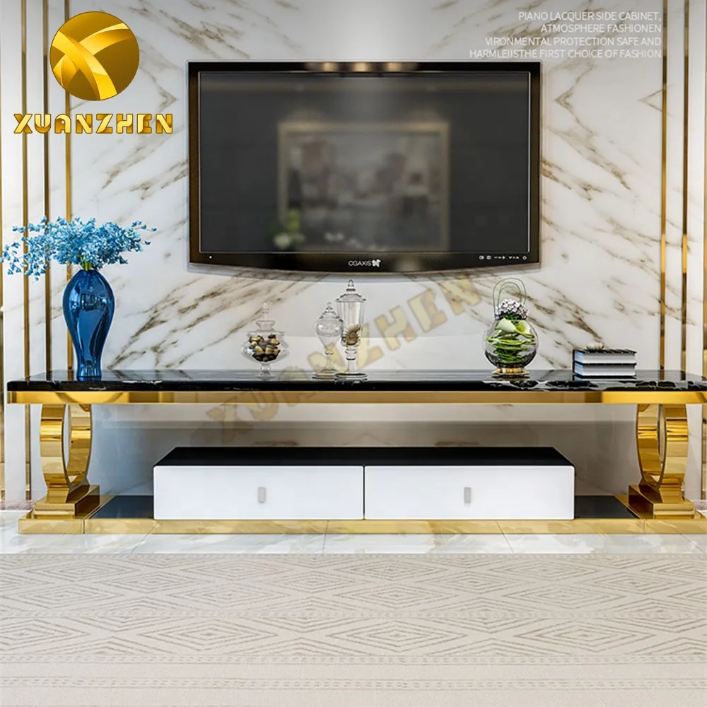 Living Room Furniture Luxury Tea Table and Tv Cabinet Combination Mdf  Modern Style Tv Stand with Drawer Modern Marble Tv Stands, image size:1000x1000