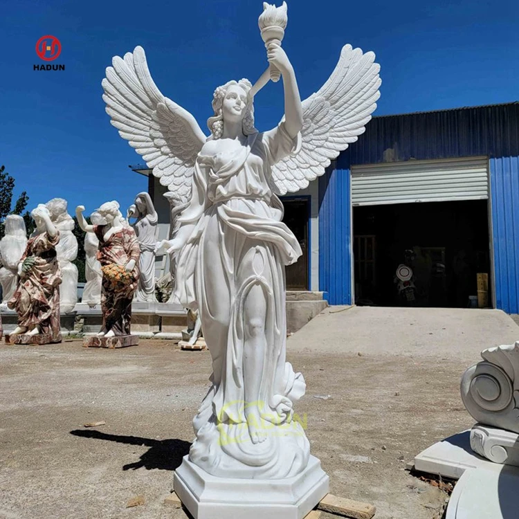 Large Outdoor Garden Hand Carve Natural Stone Marble Angel Statue ...