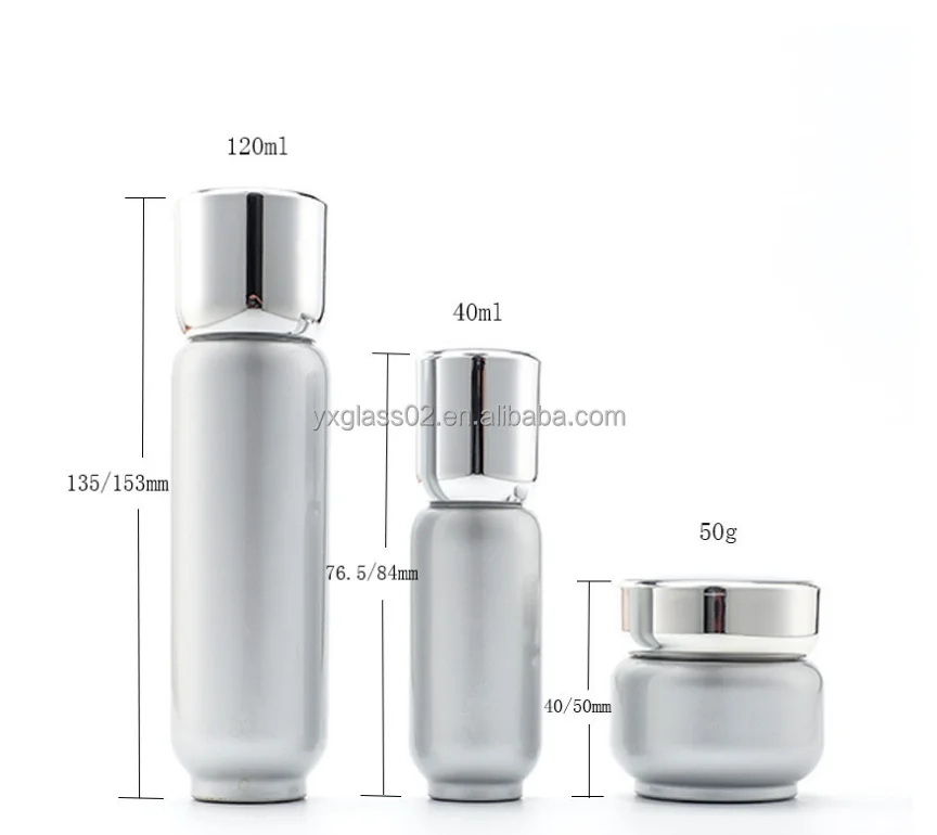 OEM Luxury cosmetic set 30g50g40ml100ml120ml lotion toner serum glass container skincare packaging series glass jar factory