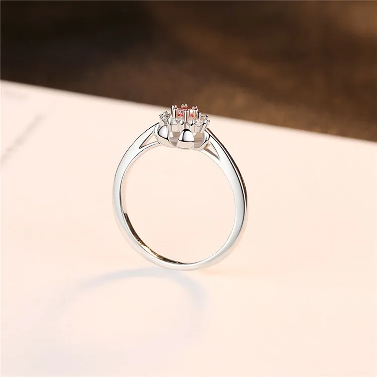 Neue Modell Geburtstag Silber Schmuck 925 Sterling Inlay Edelstein Amethyst Diamant Blume Ring