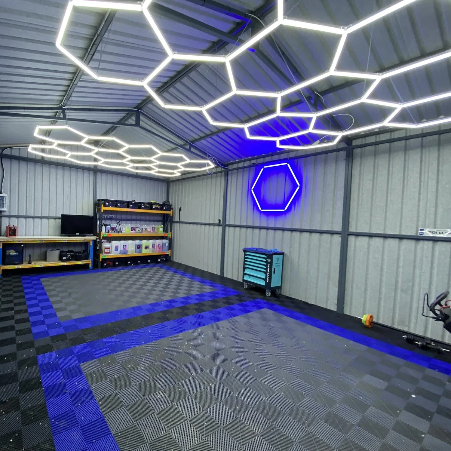 ETOP Professional Factory Hexagon Garage Lighting Detailing Ceiling Light Honeycomb Detailing Lights for Workshop Ceiling