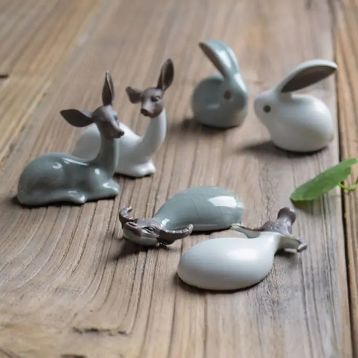 Cow Tea Pet Pottery Tea Table Decorative Ornaments Tea Pet Animal Set