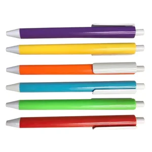 Wholesale High Quality Business Promotion Plastic Ball Pen  with Custom Logo  Plastic Advertising Click Ballpoint Pen