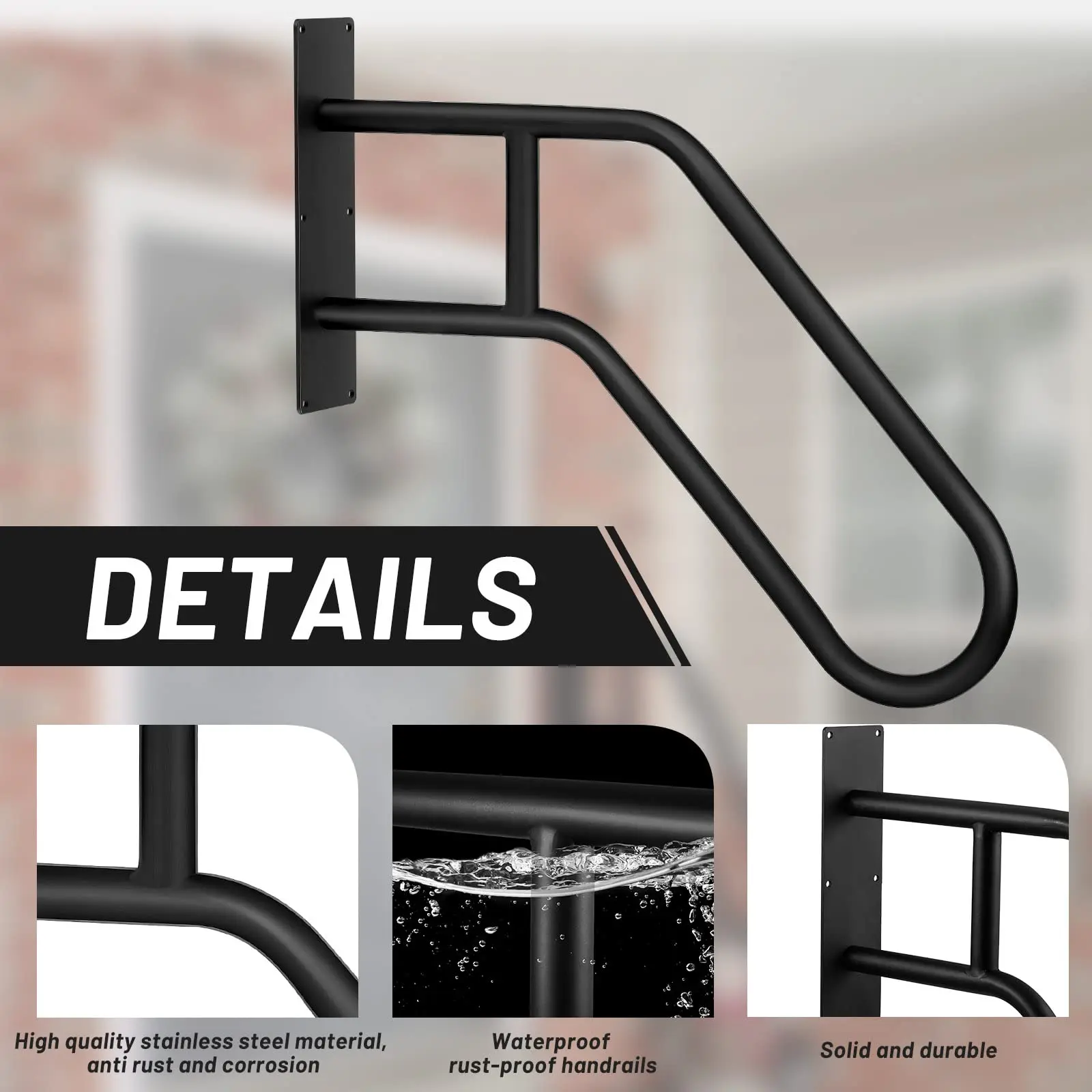Heavy Duty Ushaped Wall Mounted Handrail Stainless Steel Indooroutdoor Handrail Nonslip Stair