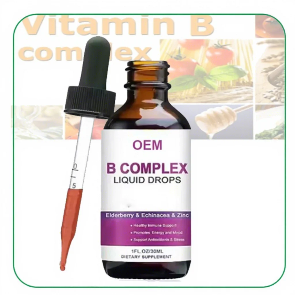 Ausreson OEM Vitamin B Compound Liquid Drops Halal Certified Health Food Vitamins and Supplements Liquid Vitamin B Complex Drops