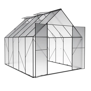 Heavy Duty Polycarbonate Greenhouse for Garden Backyard Large Walk-In Aluminum Hot House with Wood/Metal Frame and Roof Vent