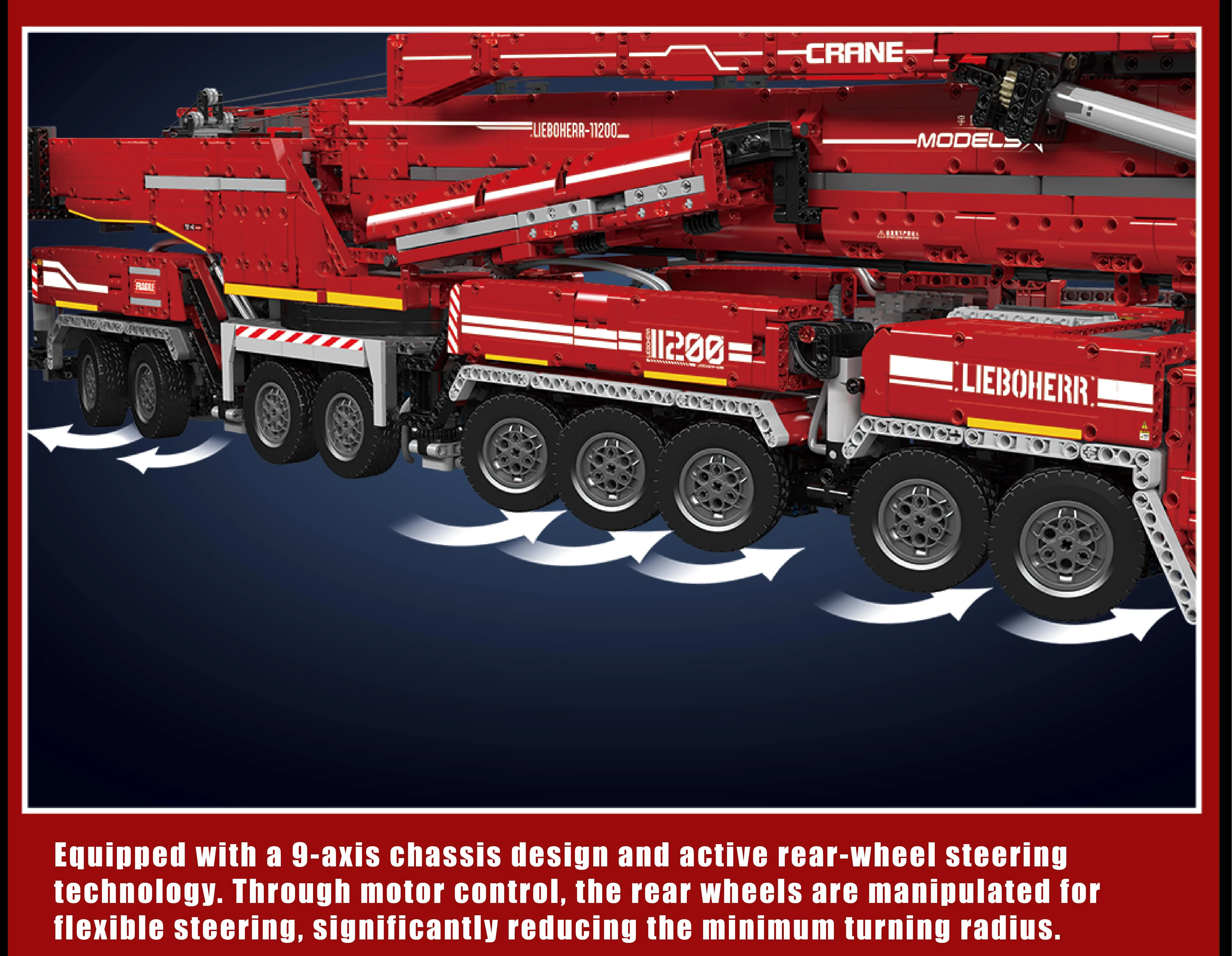 Massive Mould King 17008 Mobile Crane Building Kit – Red LTM 11200, 8506 Pieces, 11200 Clamps, NEW