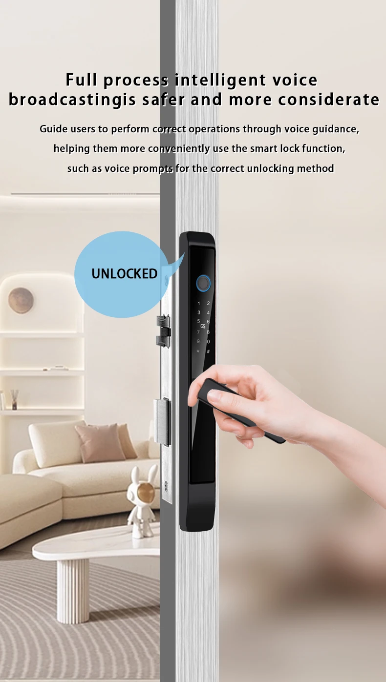 Glomarket Outdoor Aluminum Sliding Door Lock Digital Handle Electronic Ttlock Fingerprint Tuya Waterproof smart Locks