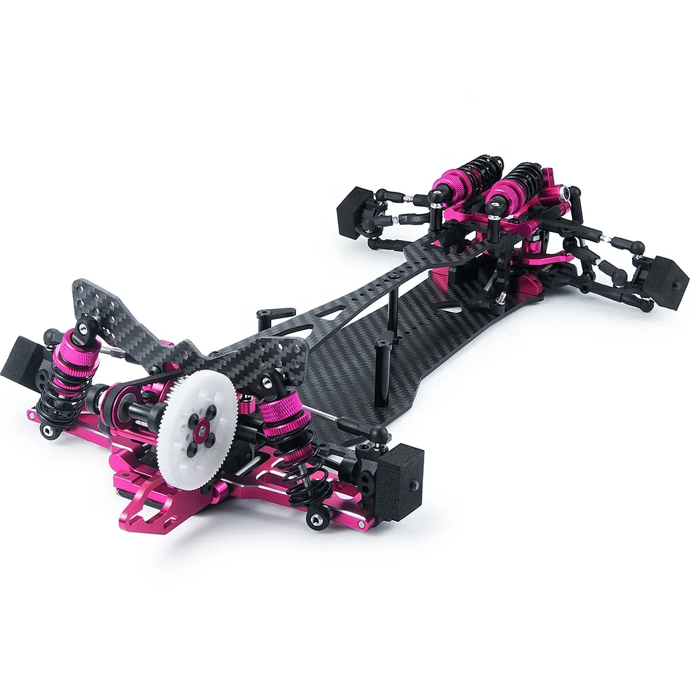 Kit Telaio Sakura D5S In Lega E Carbonio Per Auto Drift 1/10 RWD - AXSPEED Nero/Rosa