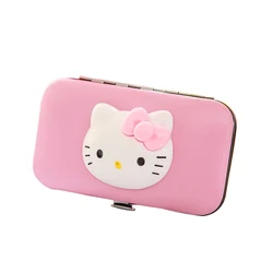 Детский маникюрный набор из нержавеющей стали Маникюр & Педикюр Набор для ухода 7 в 1 ежедневный уход за ногтями инструменты с изображением котенка чехол