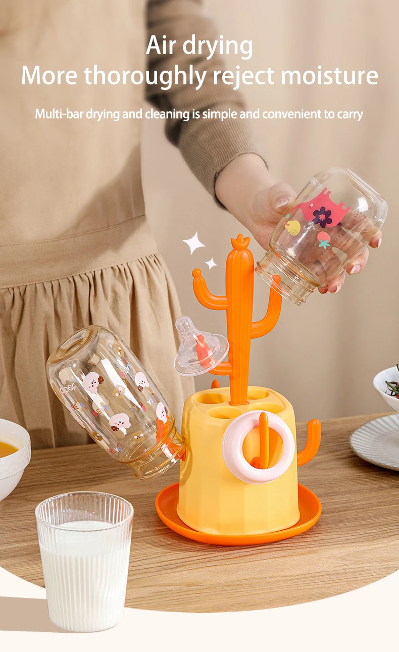 Cartoon Baby Bottle Rack Cactus Multi-function Bottle Drying Stand ...
