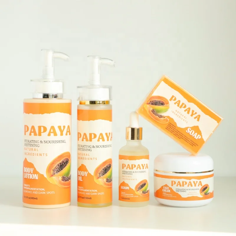 2023 Hot Selling Papaya Skincare Kit Brightening Serum Moisturizing