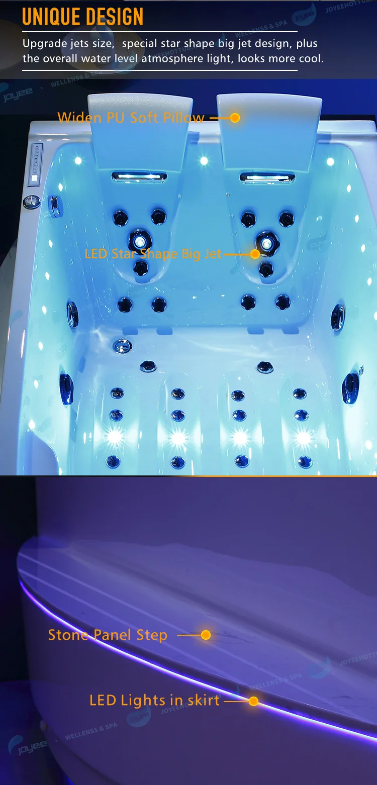 Joyee 2 Persons Indoor Bathtub Artificial Stone 2 Side Skirt Combo