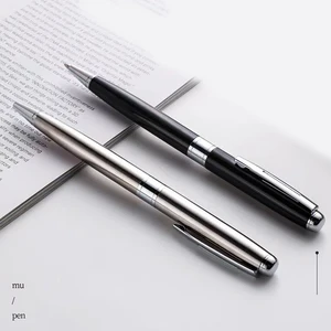 Promotional Gift High Quality Custom Engrave logo Print Silver Stainless Steel Metal Ball Point Pen