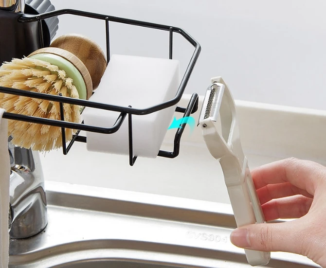 Household Sponge Cloth, Dishwashing and Drainage, Hanging Basket Faucet Storage Rack, Kitchen Stainless Steel Sink