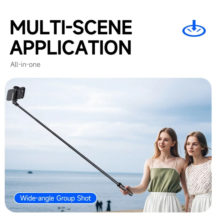 TT01 Compact Auto-Open Phone Holder One-Piece Design Selfie Stick with Automatic Stand up 69-Inch Tripod Stand