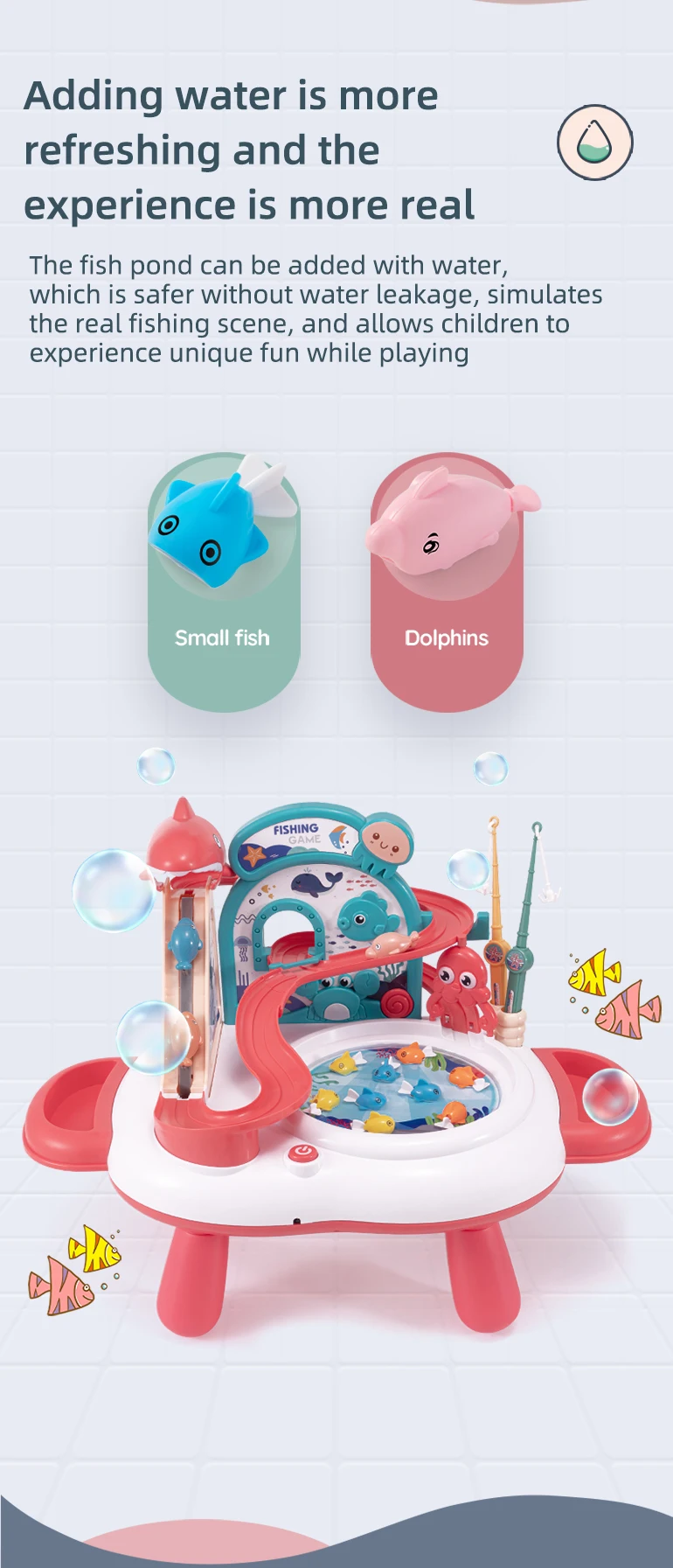 Chengji Interactive Electric Portable Children Funny Kids Plastic Fishing Game Toys Playing Water Go Fishing Platform Toys