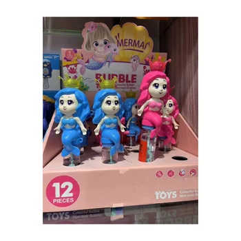 Best Gift For Little Girls New Design Kawaii Lighting Mermaid  Princess Doll Toys Candy Tube Toy