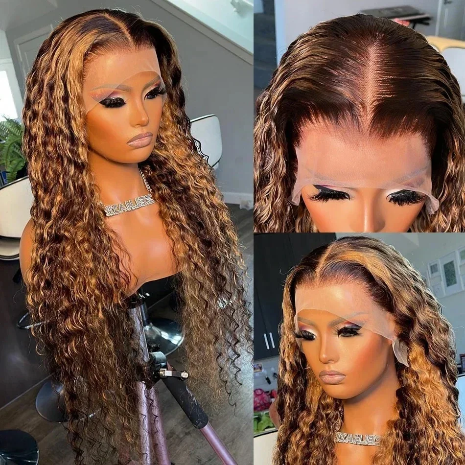 Parrucca frontale in pizzo 13x6 con onde d'acqua, con messa in evidenza frontale colorata, capelli umani, parrucche economiche brasiliane da 30 pollici, per donne_voghion.com