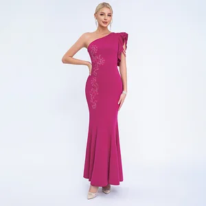 Custom Manufacturer Women's One-Shoulder Slouchy Evening Gown Elegant Women's Dress Women's Party Wear