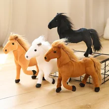 Cartoon Simulation Black Horse Doll Plush Toy White Horse Doll Children's Cloth Doll Boy Birthday Gift